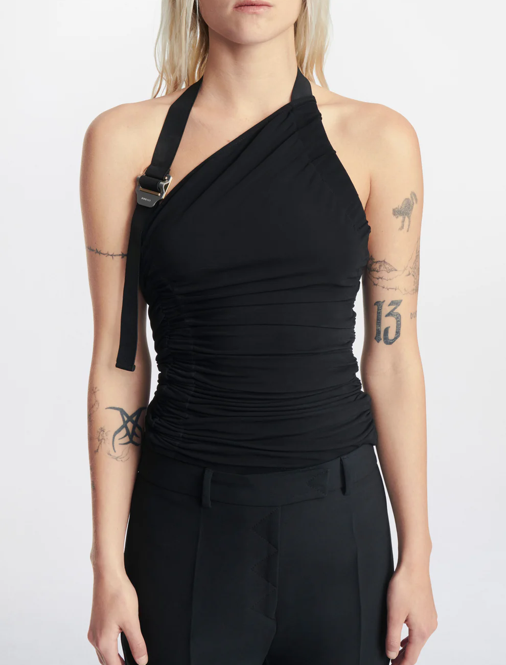 GATHERED TANK IN BLACK