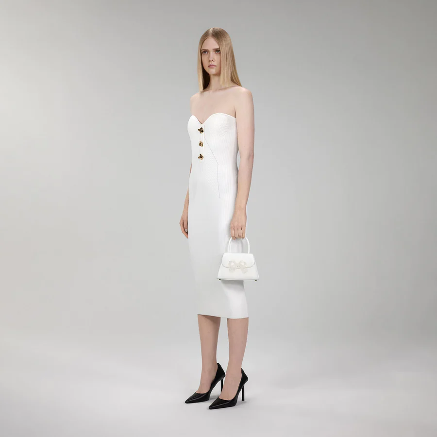 The Bow Mini in White with Enamel