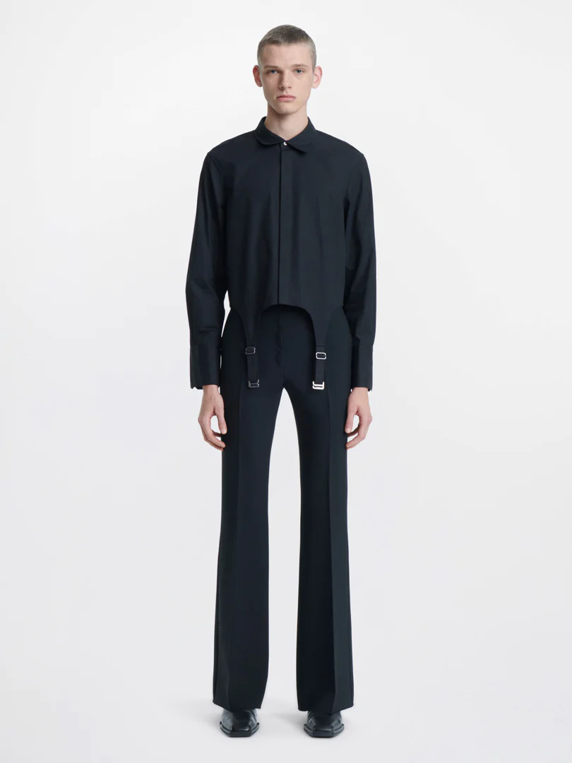 GARTER COTTON TAPE SHIRT IN BLACK