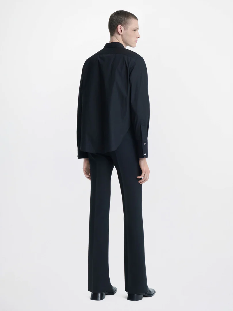 GARTER COTTON TAPE SHIRT IN BLACK