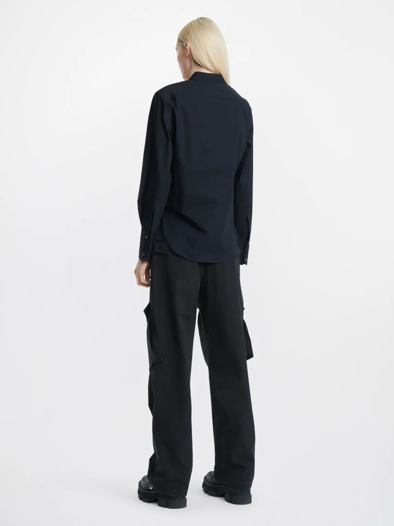 GARTER COTTON TAPE SHIRT IN BLACK