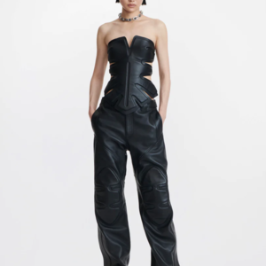 PADDED LEAF CORSET IN BLACK