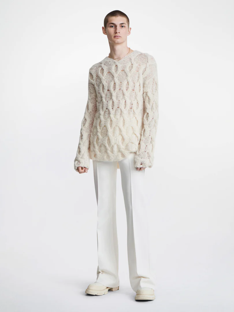 CABLE BOUCLE SWEATER IN CREAM
