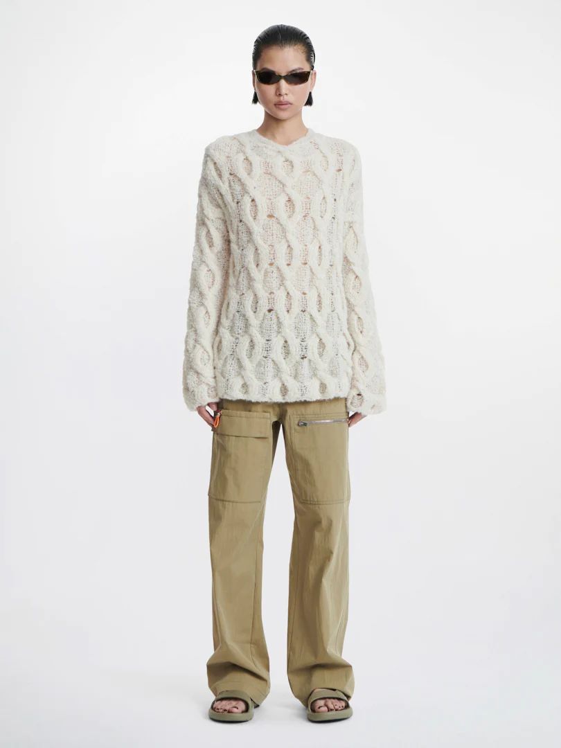 CABLE BOUCLE SWEATER IN CREAM