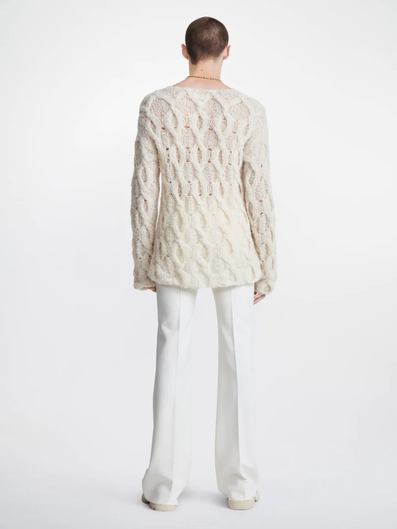CABLE BOUCLE SWEATER IN CREAM
