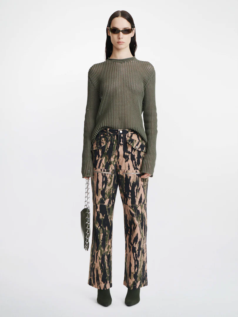 GRID MESH PULLOVER IN GREEN