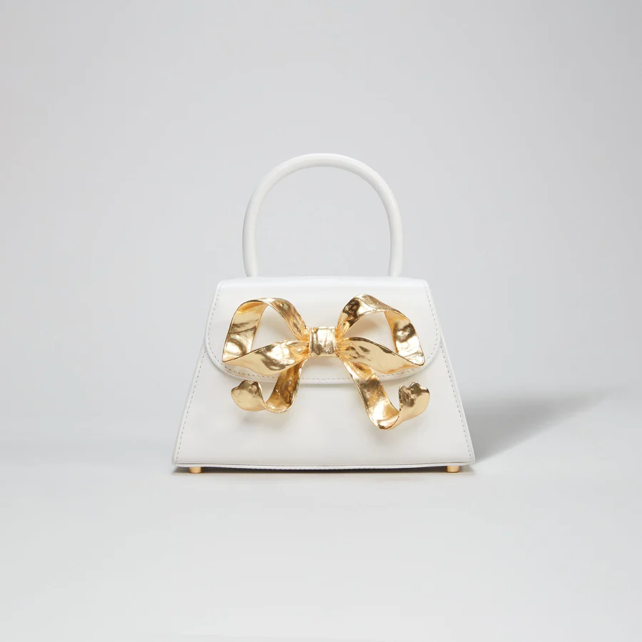 The Bow Mini in White with Gold Hardware