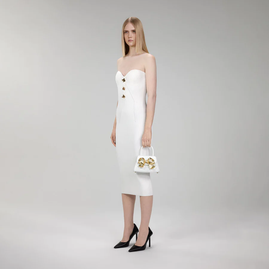 The Bow Mini in White with Gold Hardware