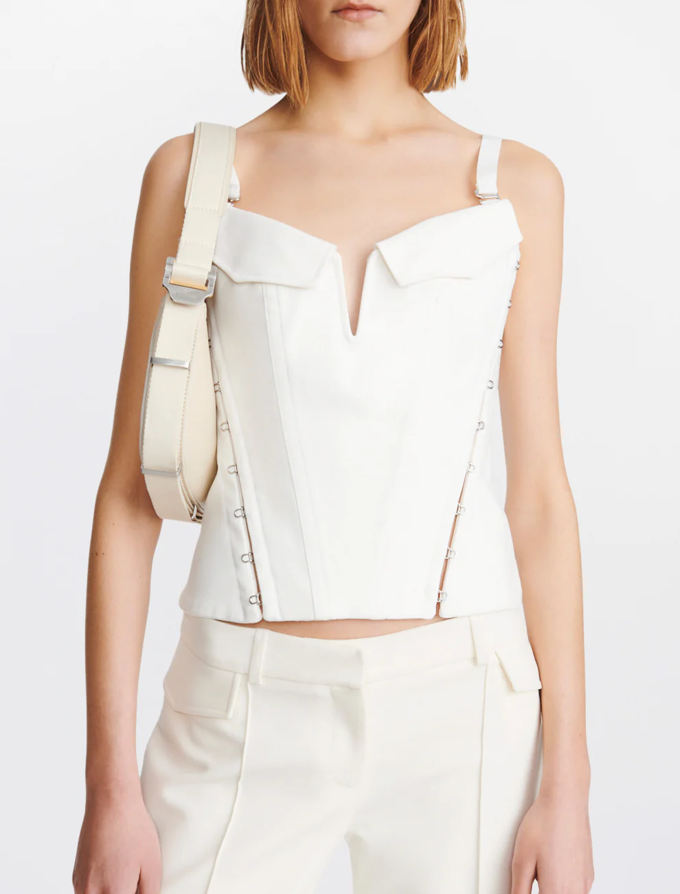 POCKET HOOK AND EYE CORSET IN WHITE