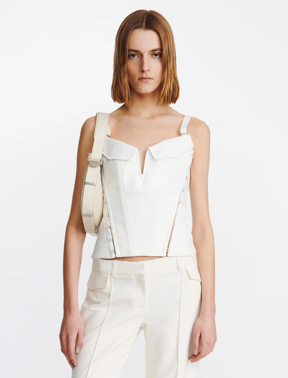 POCKET HOOK AND EYE CORSET IN WHITE