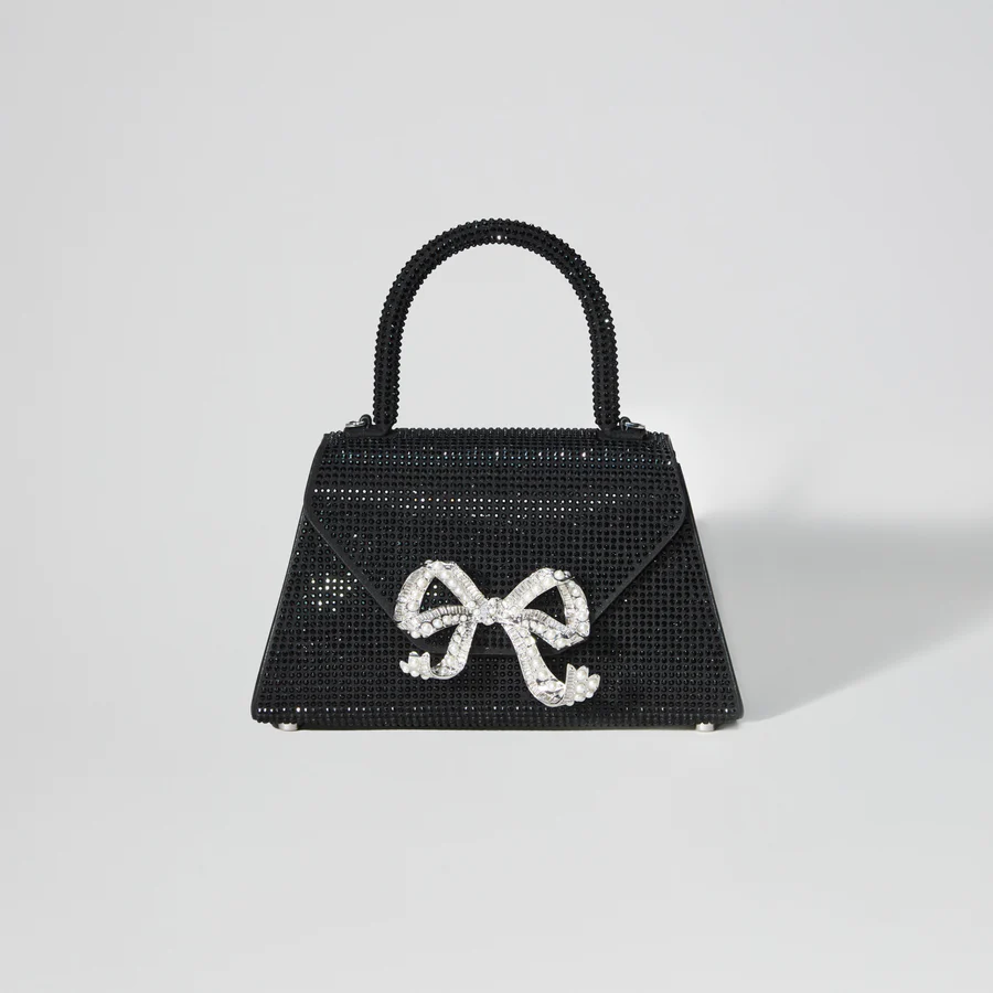 Black Rhinestone Bow Envelope Mini Bag