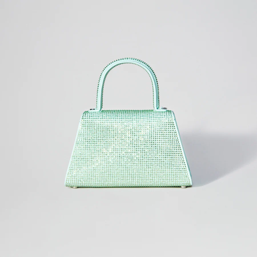 Aqua Rhinestone Bow Envelope Mini Bag