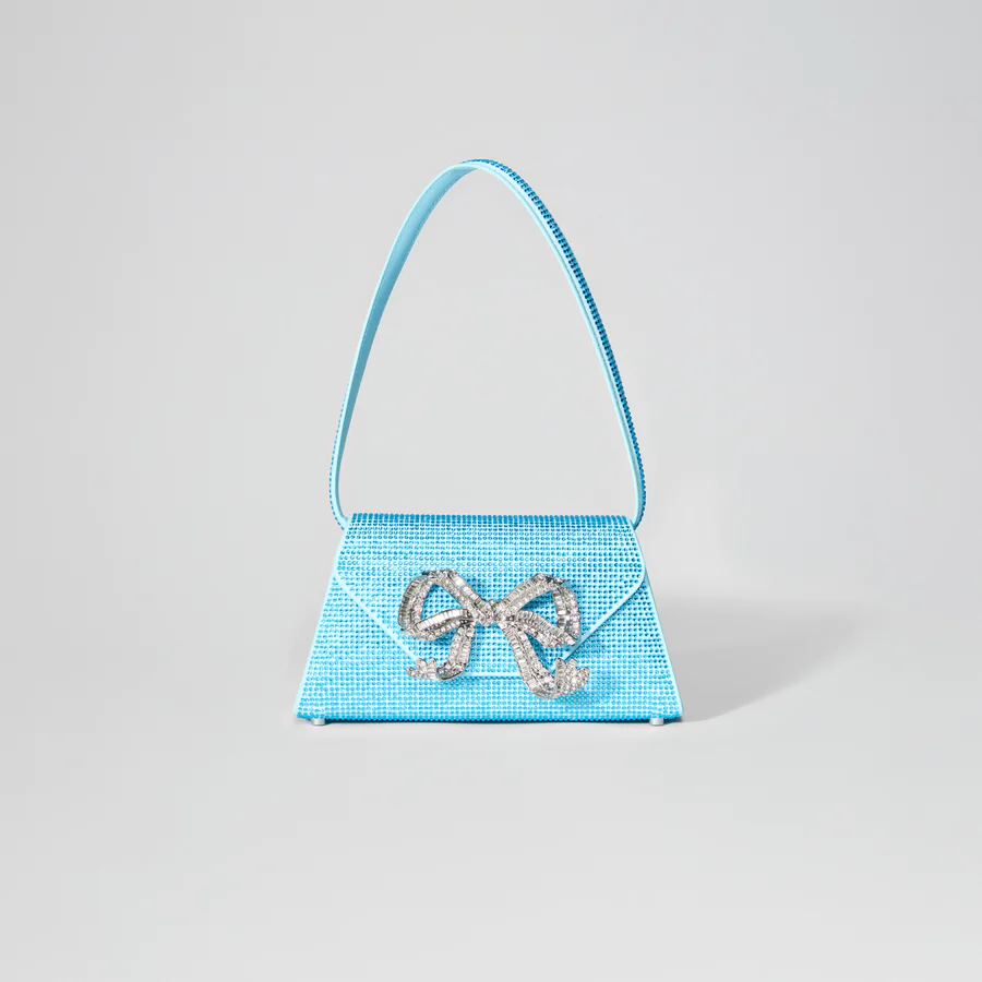 Blue Rhinestone Bow Mini Shoulder Bag