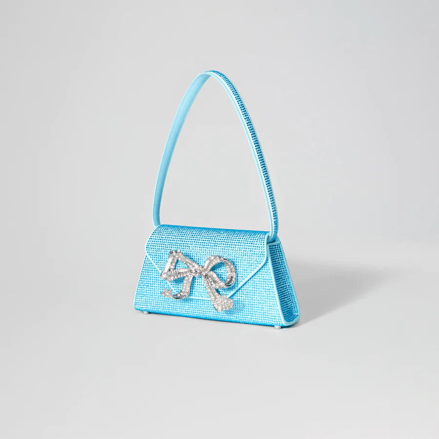 Blue Rhinestone Bow Mini Shoulder Bag
