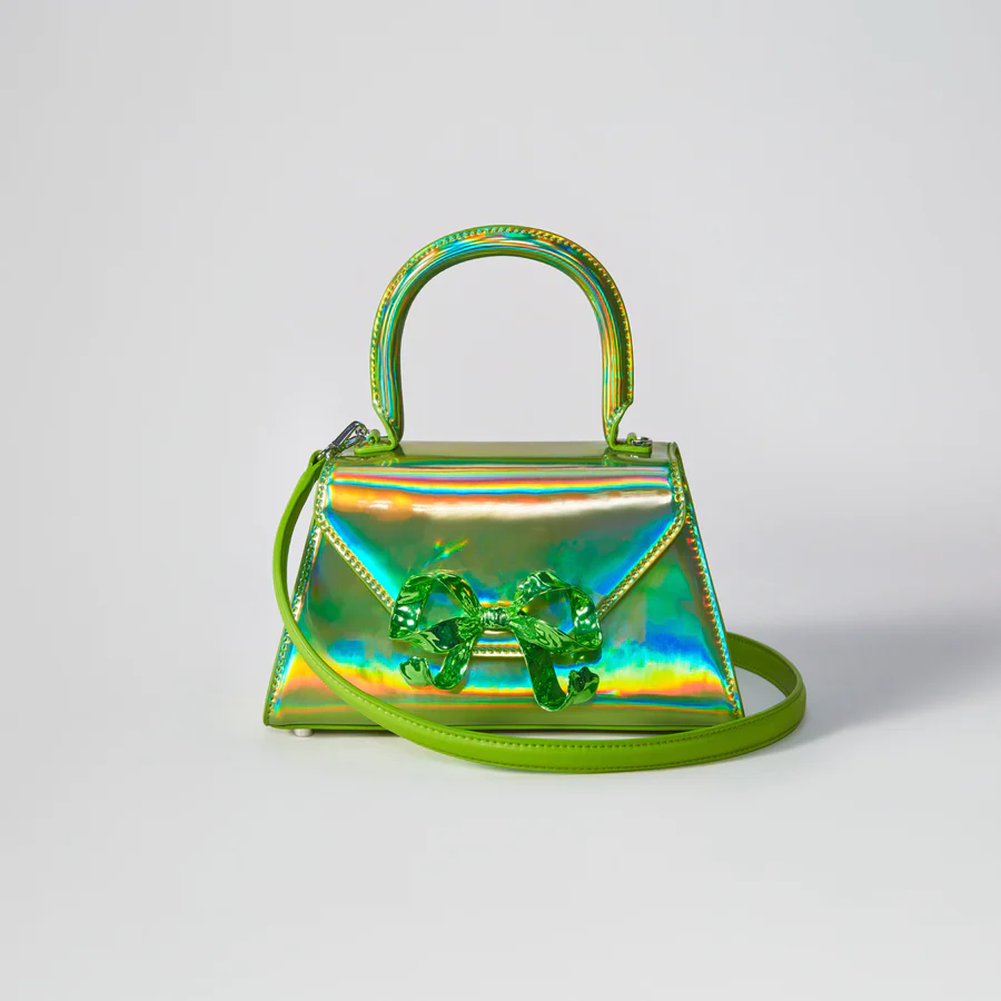 Lime Metallic Bow Envelope Mini Bag