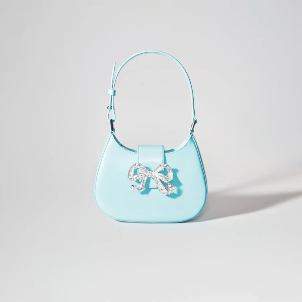 Blue Crescent Bow Mini Bag