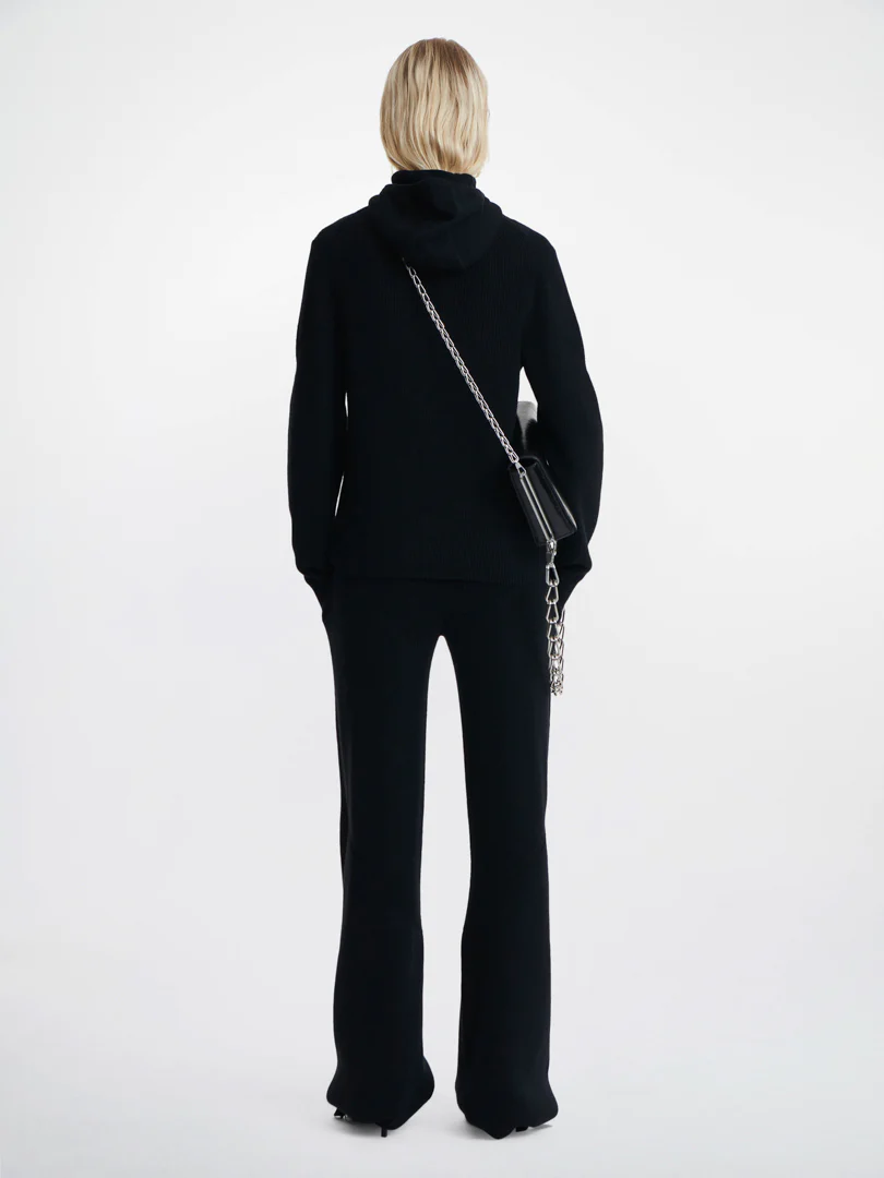 ENGINEERED RIB HOODIE - BLACK