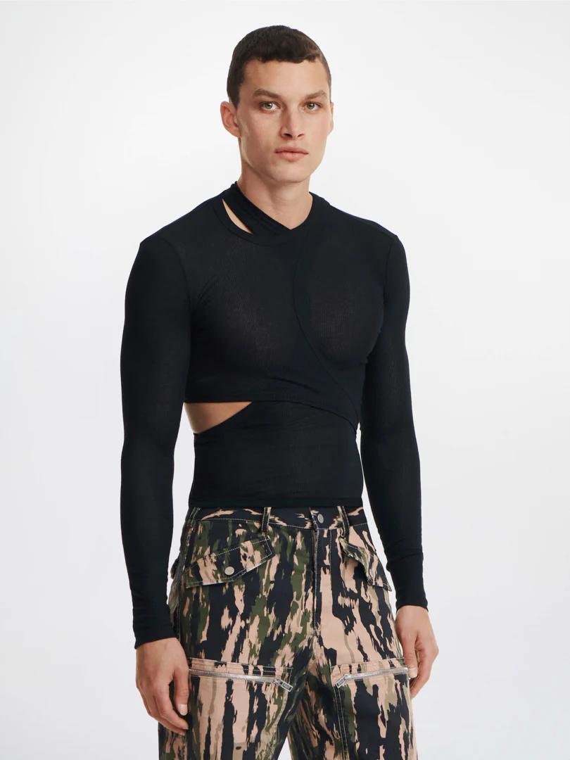 MODULAR LONG SLEEVE TOP - BLACK