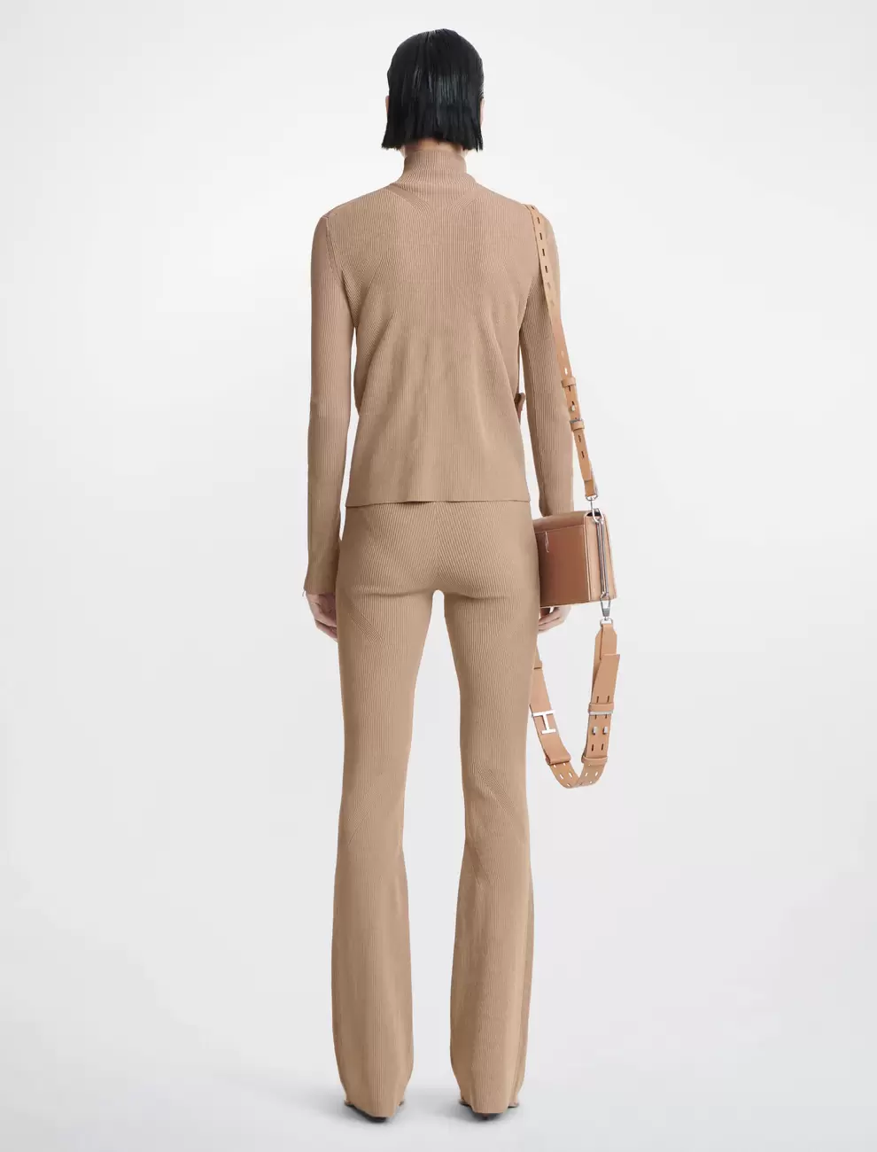 ANGLED RIB ZIP-UP - SAFARI CAMEL