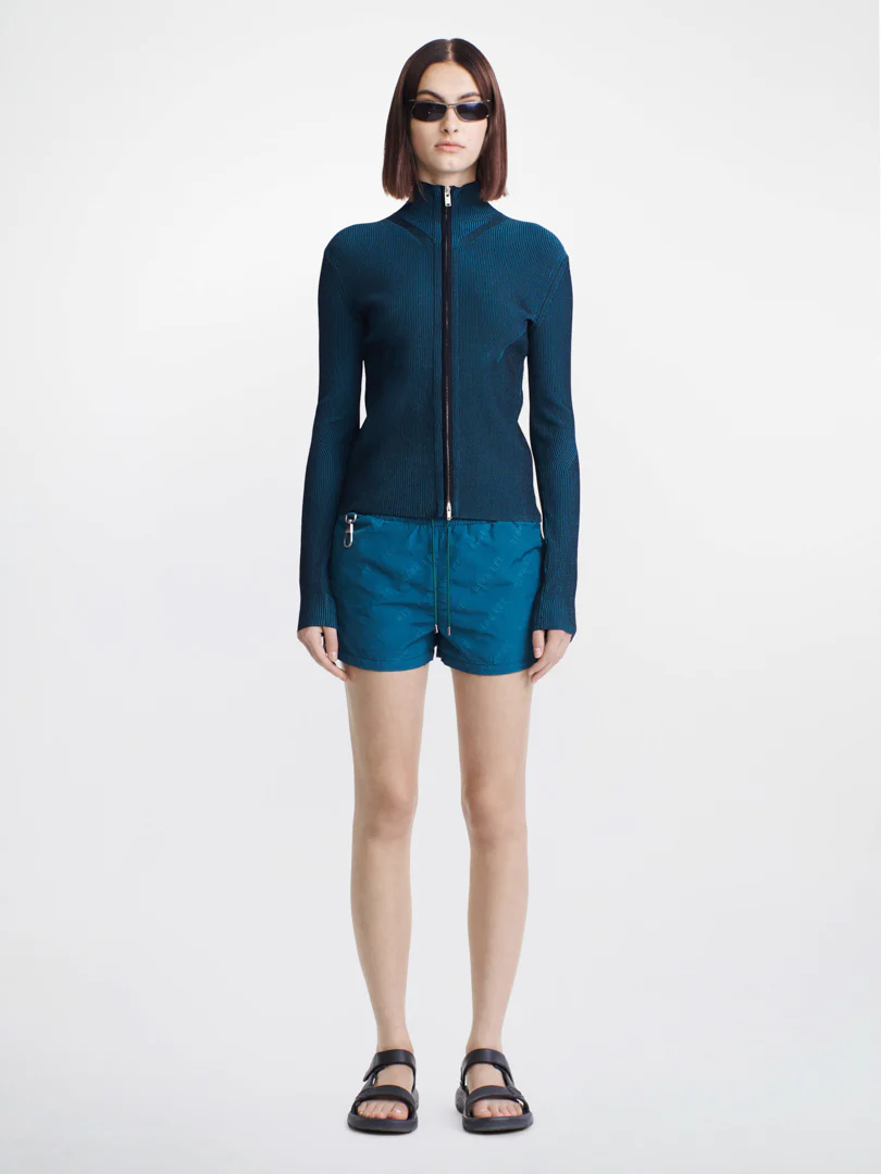 ANGLED RIB ZIP-UP - BLACK/PETROL