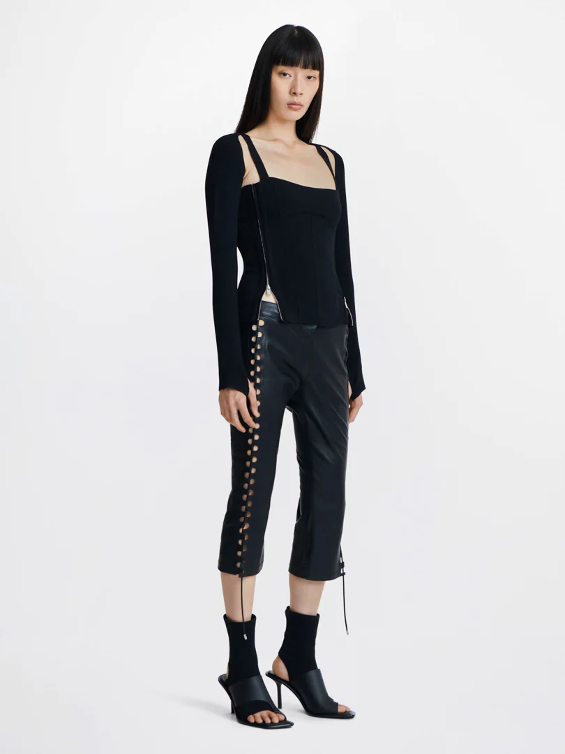 MOTO ZIP UP CORSET - BLACK