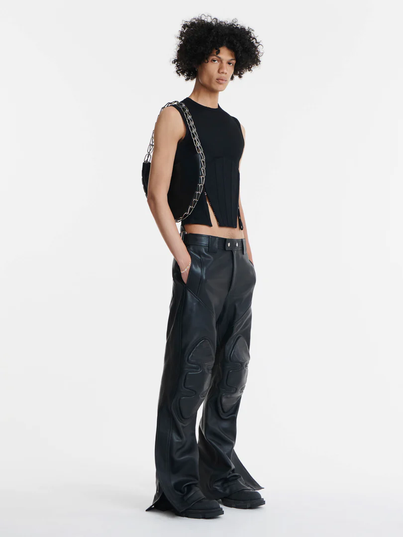 SPLIT HEM CORSET TANK - BLACK