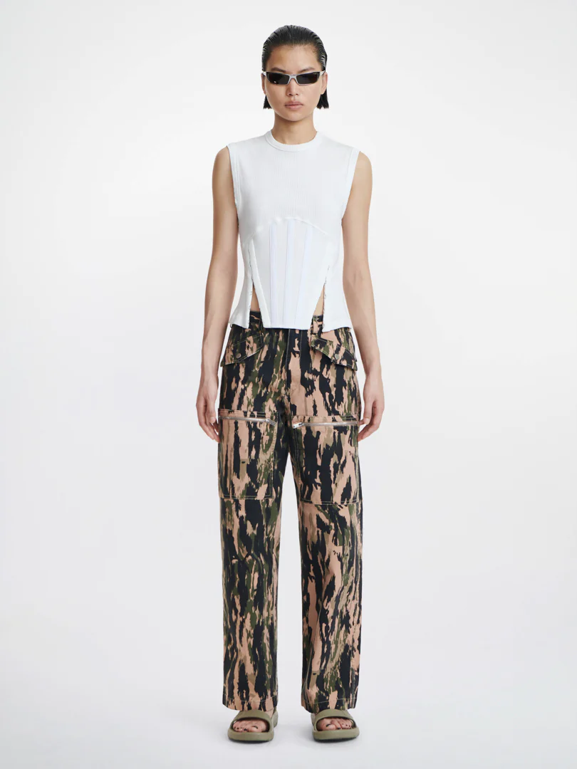 SPLIT HEM CORSET TANK - IVORY