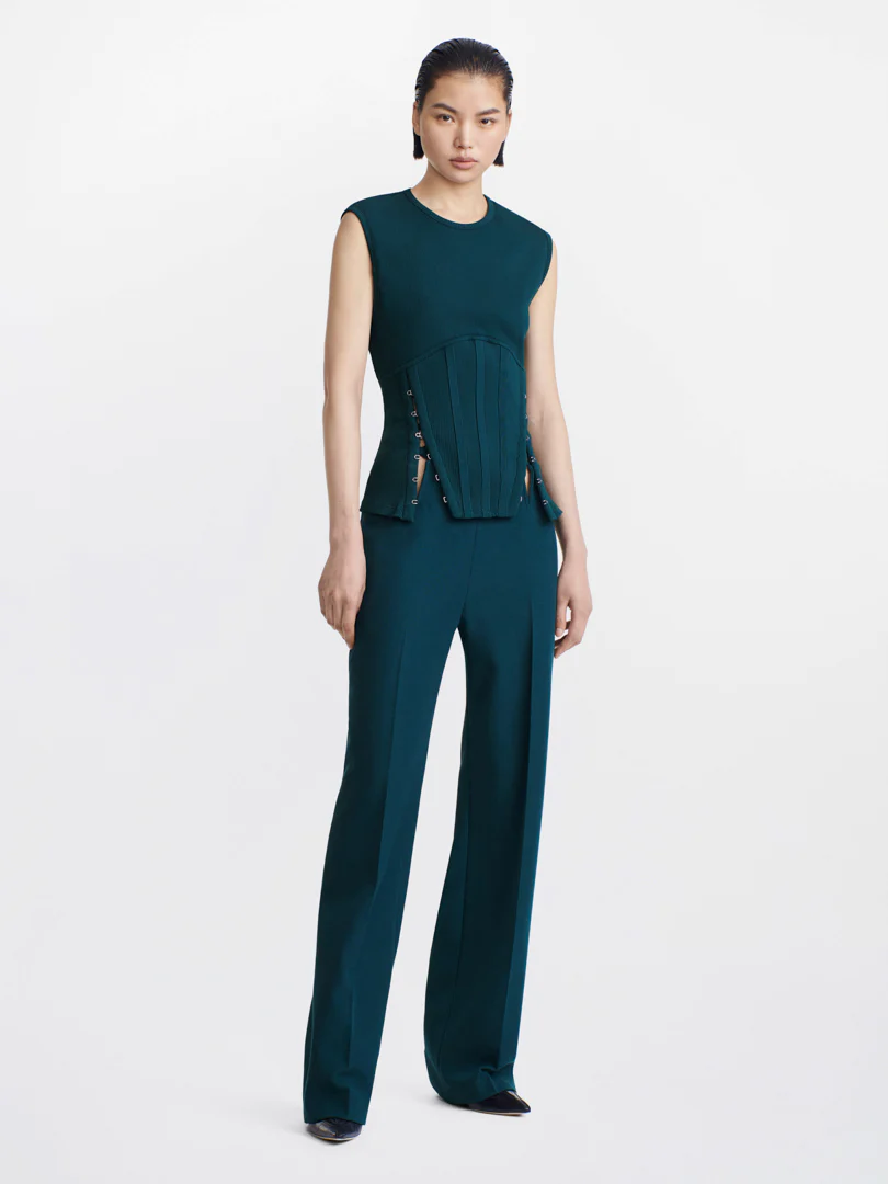 SPLIT HEM CORSET TANK - PETROL