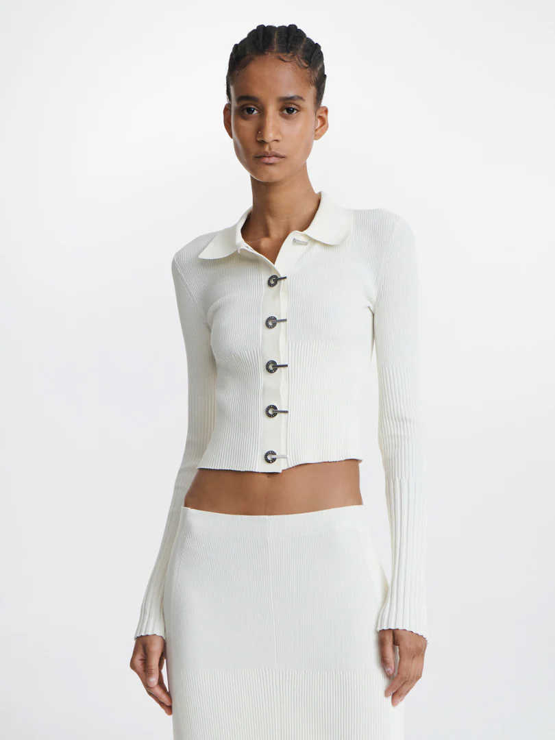 GRADIENT RIB CARDIGAN - CREAM