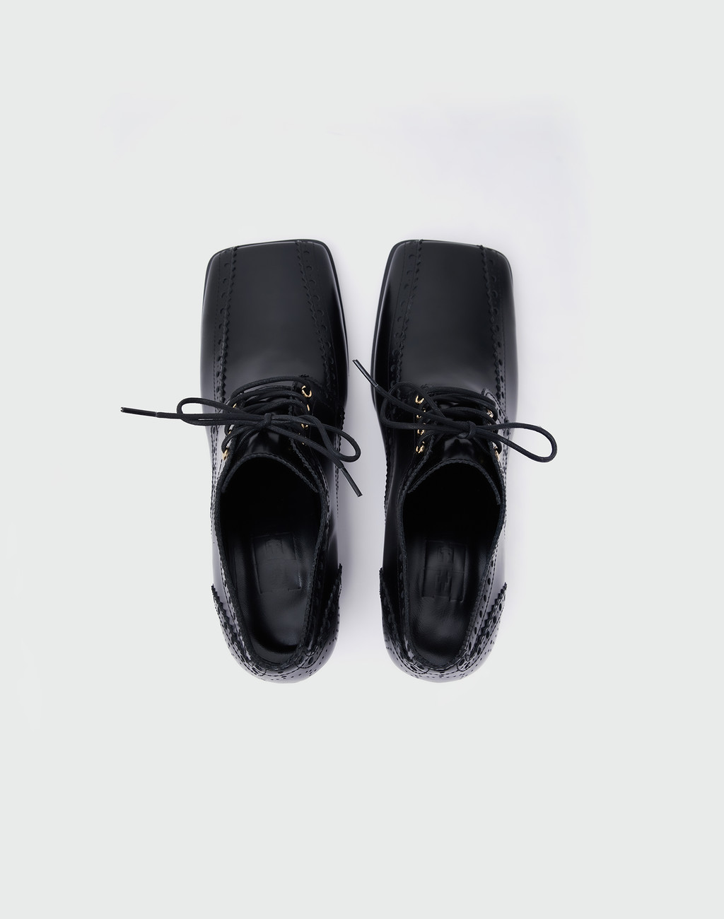 WED Punching Lace Up Oxford Heels - Black 