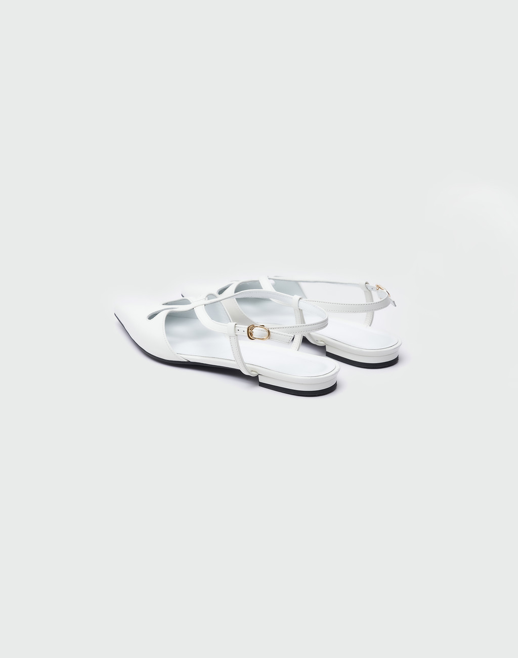 WINSELY Point Toe Cross-Strap Flat Sandals - Ivory