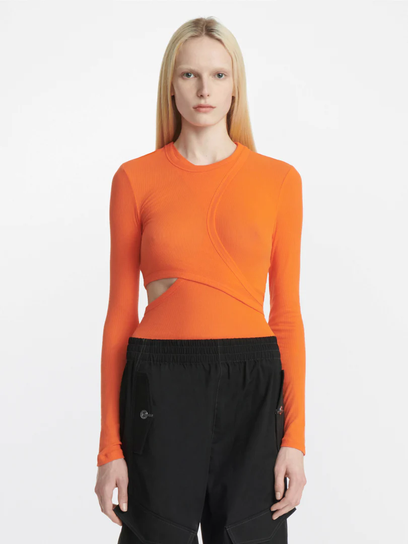 MODULAR LONG SLEEVE TOP IN ORANGE
