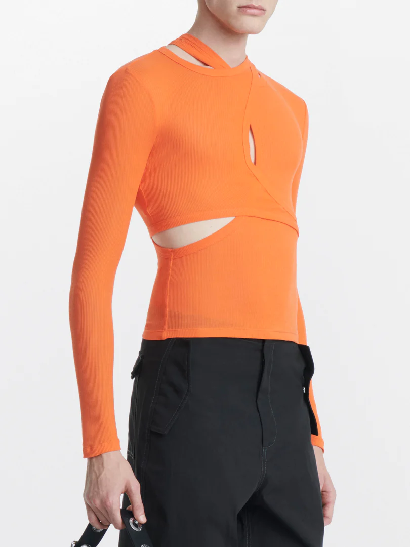 MODULAR LONG SLEEVE TOP IN ORANGE