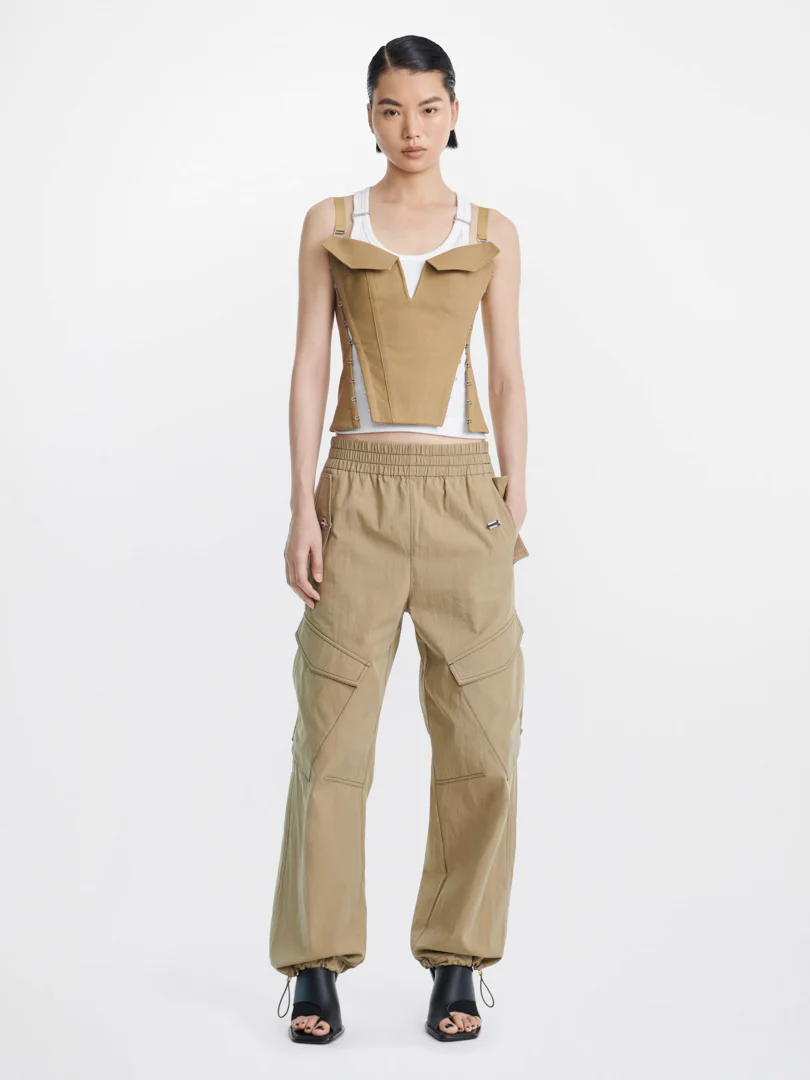 POCKET HOOK AND EYE CORSET IN KHAKI