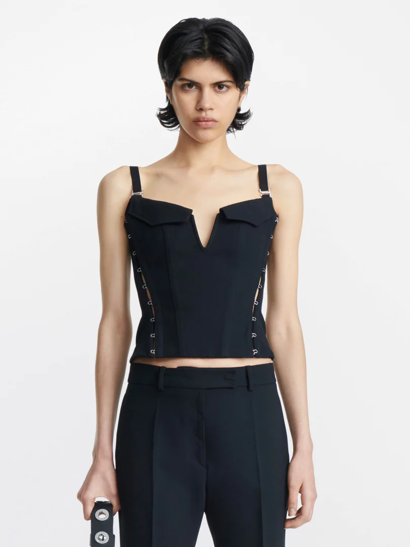 POCKET HOOK AND EYE CORSET IN BLACK 