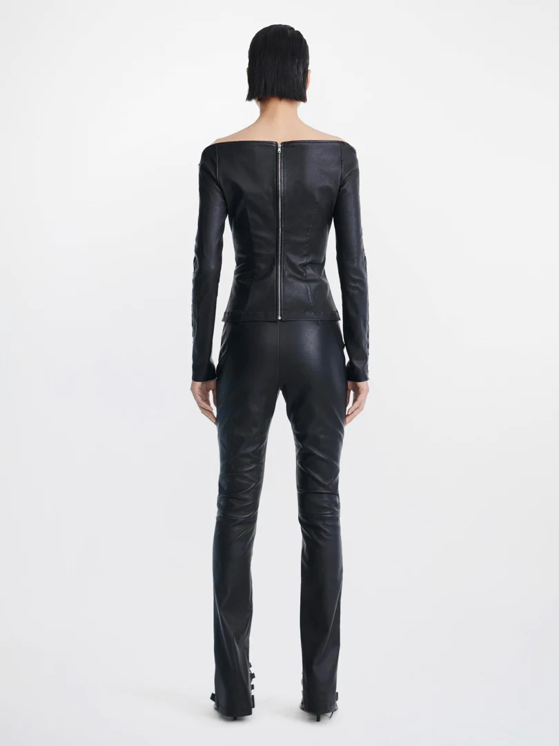 HINGE SEAM LONG SLEEVE CORSET IN BLACK 