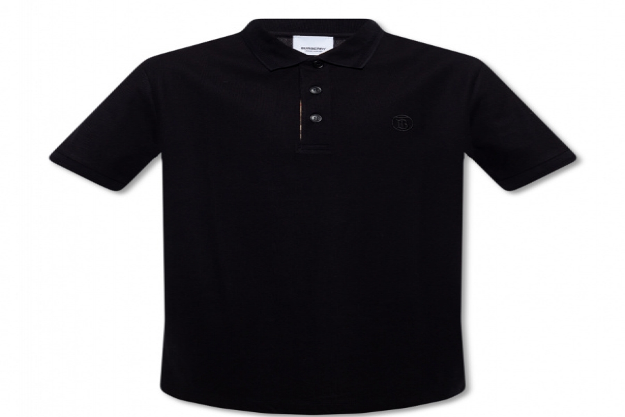 BURBERRY BLACK ‘EDDIE’ POLO SHIRT WITH LOGO