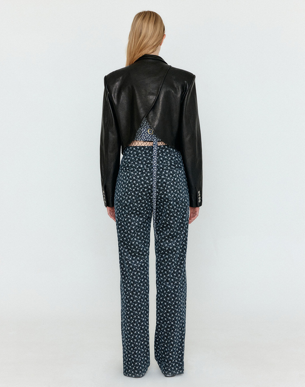 WEM Double-Breasted Short Leather Blazer - Black