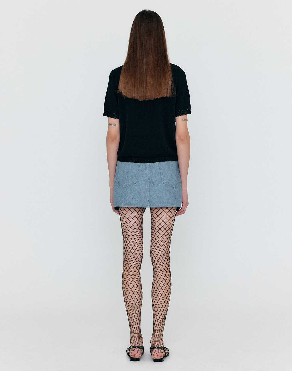 WENETA Asymmetric Front Denim Mini Skirt - Gray Blue 