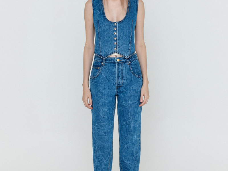 WENDER U-Neck Denim Mini Vest - Denim Blue 