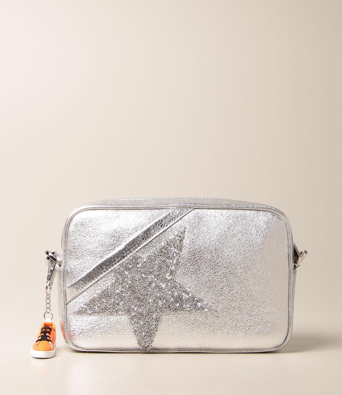 Silver Star Bag made of laminated leather with Swarovski star