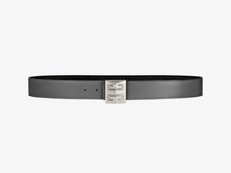 4G reversible belt in leather and coated canvas