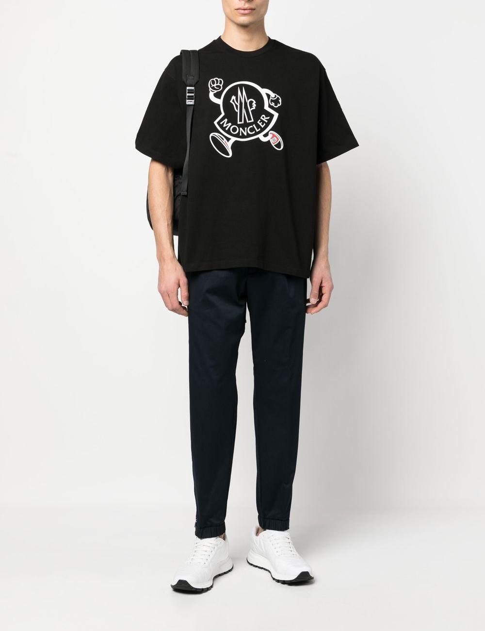 Logo Print Crew Neck T-Shirt From Moncler Featuring Black