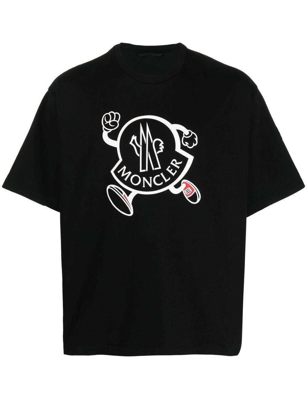 Logo Print Crew Neck T-Shirt From Moncler Featuring Black