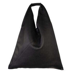 LARGE LEATHER JAPANESE TOTE BAG IN BLACK