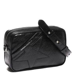 Star Bag in glossy black leather with tone-on-tone star