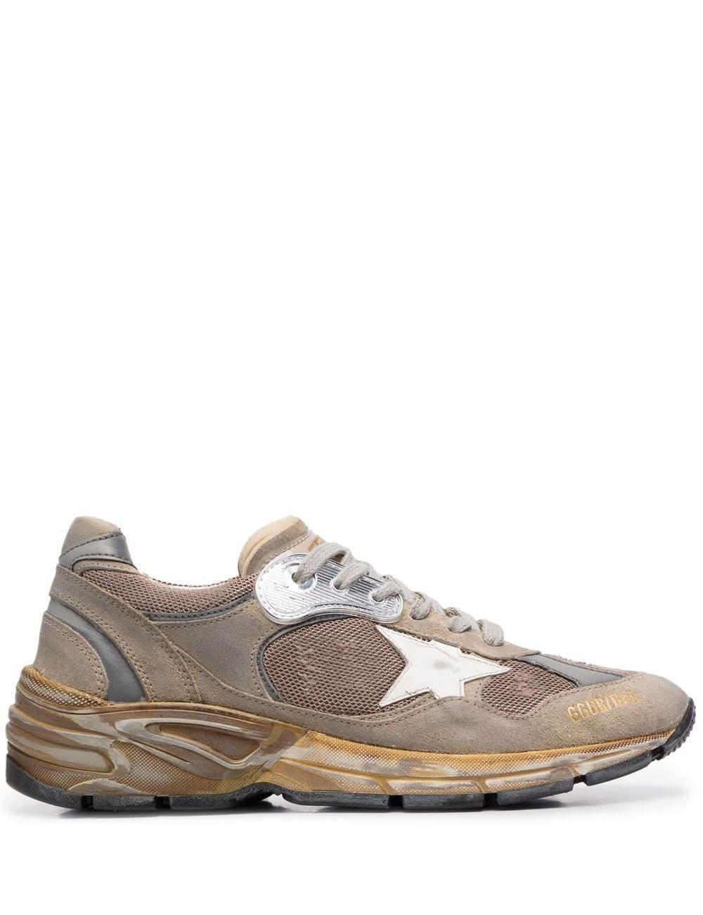 Men’s Dad-Star sneakers in dove-gray mesh and suede with white leather star $625