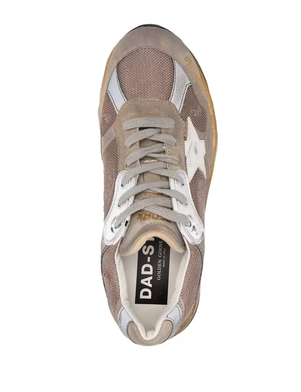 Men’s Dad-Star sneakers in dove-gray mesh and suede with white leather star $625