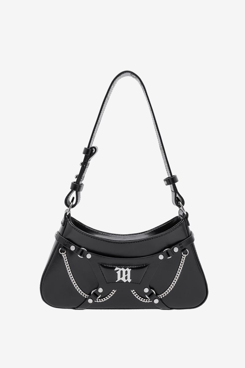 Leather Fetish Shoulder Bag Black