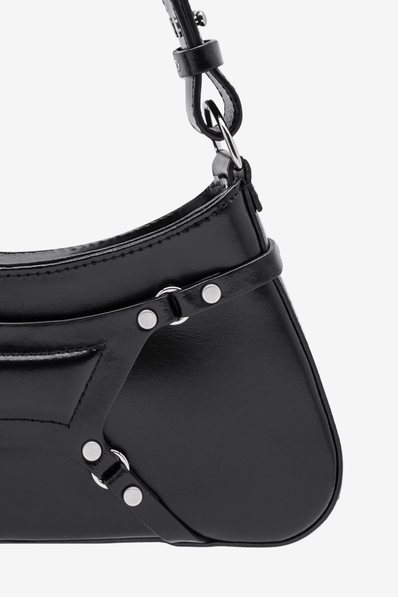 Leather Fetish Shoulder Bag Black